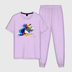 Пижама хлопковая мужская Дональд Дак, цвет: лаванда