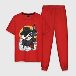 Пижама хлопковая мужская Panda Gangster, цвет: красный