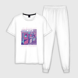 Пижама хлопковая мужская Vaporwave Аркадный автомат, цвет: белый