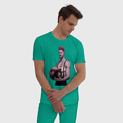 Пижама хлопковая мужская Суинни цвета зеленый — фото 2