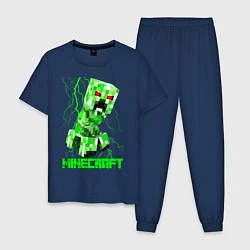 Пижама хлопковая мужская MINECRAFT CREEPER, цвет: тёмно-синий