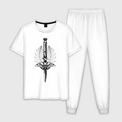 Пижама хлопковая мужская Ножи и Цикада, цвет: белый