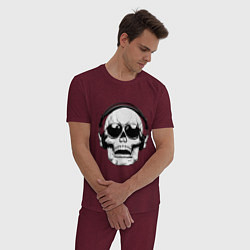 Пижама хлопковая мужская Skull Music lover, цвет: меланж-бордовый — фото 2