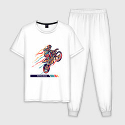Пижама хлопковая мужская Motocross Z, цвет: белый