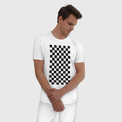 Пижама хлопковая мужская Шахматный пол, цвет: белый — фото 2