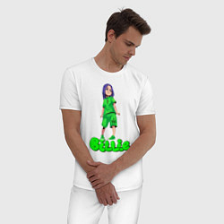 Пижама хлопковая мужская Билли айлиш, цвет: белый — фото 2
