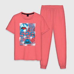 Пижама хлопковая мужская Лига справедливости, цвет: коралловый