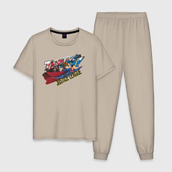 Пижама хлопковая мужская Justice League, цвет: миндальный