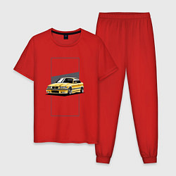 Пижама хлопковая мужская BMW E36, цвет: красный
