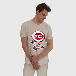 Пижама хлопковая мужская Cincinnati reds - baseball team - talisman, цвет: миндальный — фото 2