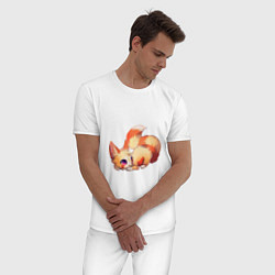 Пижама хлопковая мужская Хитрый лисёнок, цвет: белый — фото 2