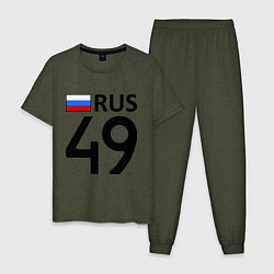Пижама хлопковая мужская RUS 49, цвет: меланж-хаки