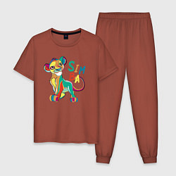 Пижама хлопковая мужская Симба Львёнок, цвет: кирпичный