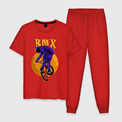 Пижама хлопковая мужская BMX - moon - space, цвет: красный