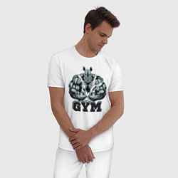 Пижама хлопковая мужская Bodybuilding N, цвет: белый — фото 2