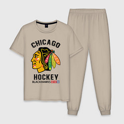 Пижама хлопковая мужская CHICAGO BLACKHAWKS NHL, цвет: миндальный