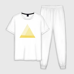 Пижама хлопковая мужская Градиентный треугольник 5, цвет: белый