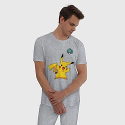 Пижама хлопковая мужская Pokemon pikachu 1, цвет: меланж — фото 2