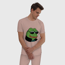 Пижама хлопковая мужская Pepe в очках EZ, цвет: пыльно-розовый — фото 2