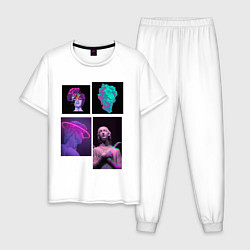 Пижама хлопковая мужская Vaporwave art 78, цвет: белый