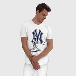 Пижама хлопковая мужская New York Yankees - baseball team, цвет: белый — фото 2