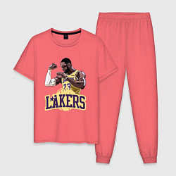 Пижама хлопковая мужская LeBron - Lakers, цвет: коралловый