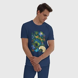 Пижама хлопковая мужская Славянский орнамент, цвет: тёмно-синий — фото 2