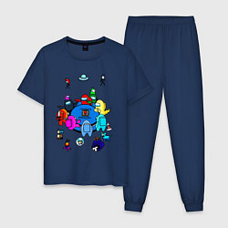 Пижама хлопковая мужская AMONG US, цвет: тёмно-синий