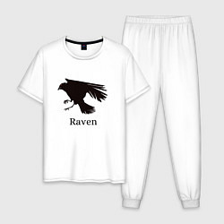 Пижама хлопковая мужская Raven, цвет: белый