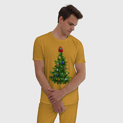 Пижама хлопковая мужская Among us елка, цвет: горчичный — фото 2