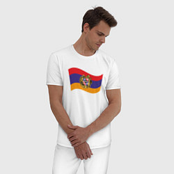 Пижама хлопковая мужская Армения, цвет: белый — фото 2
