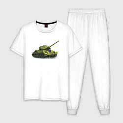 Пижама хлопковая мужская Т-34, цвет: белый