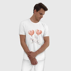 Пижама хлопковая мужская Пара влюбленных зайчиков, цвет: белый — фото 2