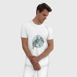 Пижама хлопковая мужская Акула-молот, цвет: белый — фото 2
