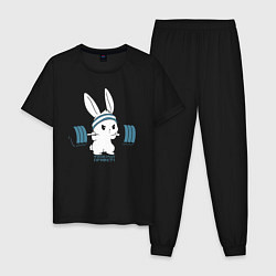 Пижама хлопковая мужская Физкульт - привет! цвета черный — фото 1