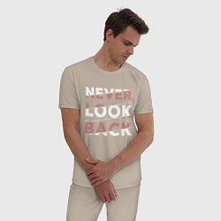 Пижама хлопковая мужская Never look back, цвет: миндальный — фото 2