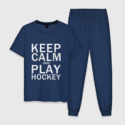 Пижама хлопковая мужская K C a Play Hockey, цвет: тёмно-синий
