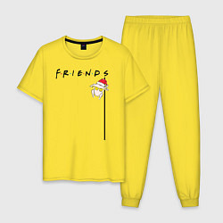 Пижама хлопковая мужская Friends Подарки и снег, цвет: желтый