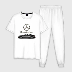 Пижама хлопковая мужская Mersedes-Benz, цвет: белый