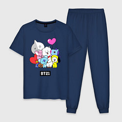 Пижама хлопковая мужская BT21, цвет: тёмно-синий