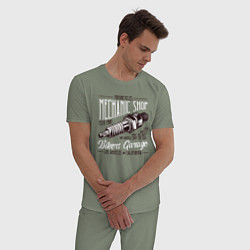 Пижама хлопковая мужская Свеча мотоцикла, цвет: авокадо — фото 2