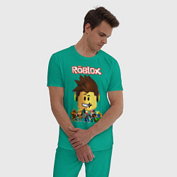 Пижама хлопковая мужская ROBLOX, цвет: зеленый — фото 2