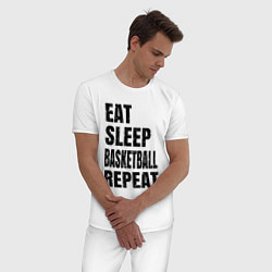 Пижама хлопковая мужская EAT SLEEP BASKETBALL REPEAT, цвет: белый — фото 2