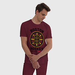 Пижама хлопковая мужская BOSTON BRUINS NHL, цвет: меланж-бордовый — фото 2