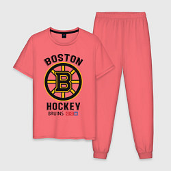 Пижама хлопковая мужская BOSTON BRUINS NHL, цвет: коралловый