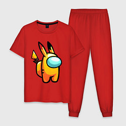 Пижама хлопковая мужская AMONG US - PIKACHU, цвет: красный