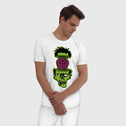Пижама хлопковая мужская Зомби на прицеле, цвет: белый — фото 2