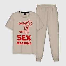 Пижама хлопковая мужская Секс машина, цвет: миндальный