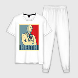 Пижама хлопковая мужская Helth, цвет: белый