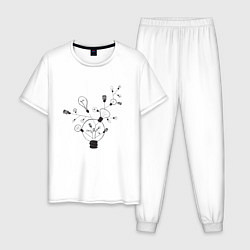Пижама хлопковая мужская Absurd 3, цвет: белый